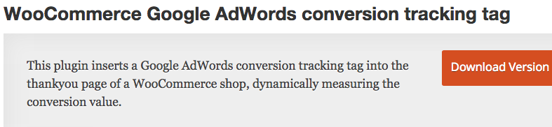 WooCommerce google adwords conversion tracking tag