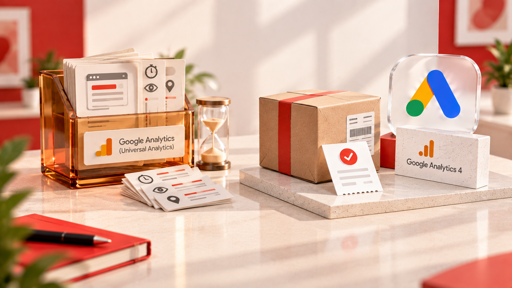 Confronto tra le vecchie metriche di navigazione di Google Analytics e la misurazione di una conversione reale, con riferimenti a Google Analytics e Google Ads.