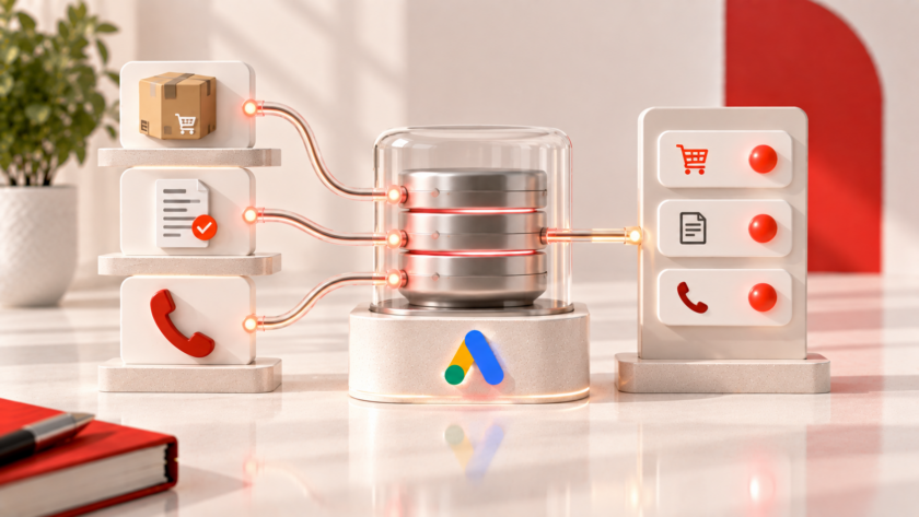 Sistema di monitoraggio Google Ads che registra tre tipologie di conversione: acquisti, richieste di preventivo e telefonate.