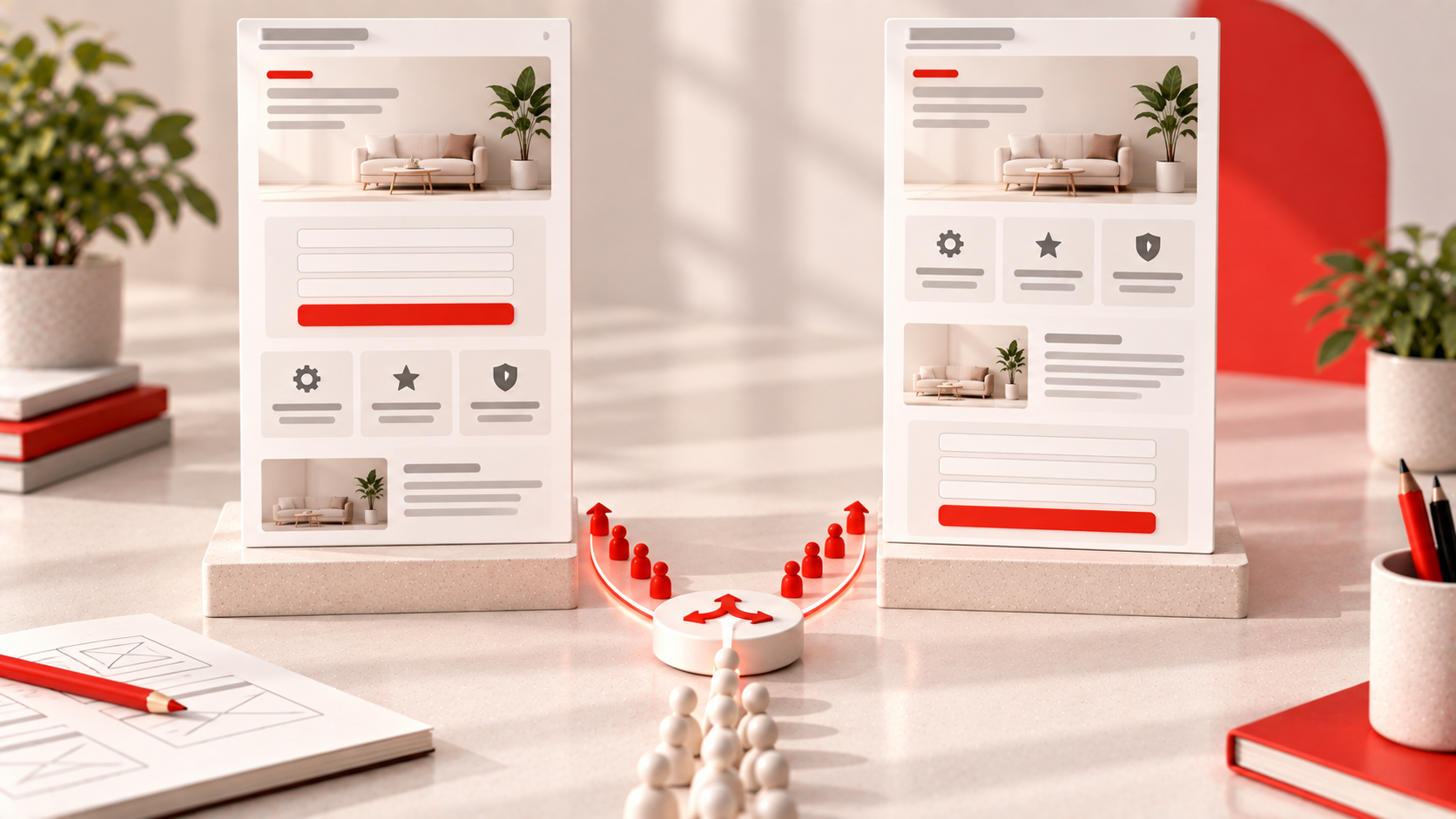 Due versioni della stessa landing page vengono confrontate in un test A/B, modificando esclusivamente la posizione del modulo di contatto.