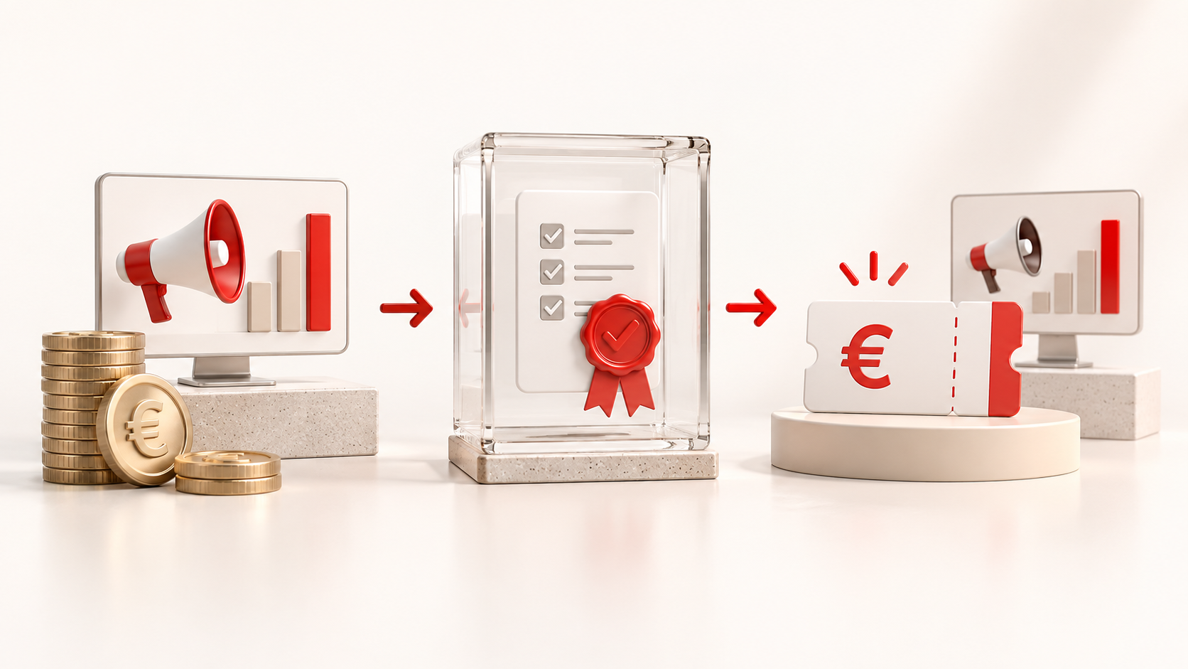 Rappresentazione di un'offerta Google Ads con investimento pubblicitario iniziale, verifica dei requisiti e credito utilizzabile per campagne successive.