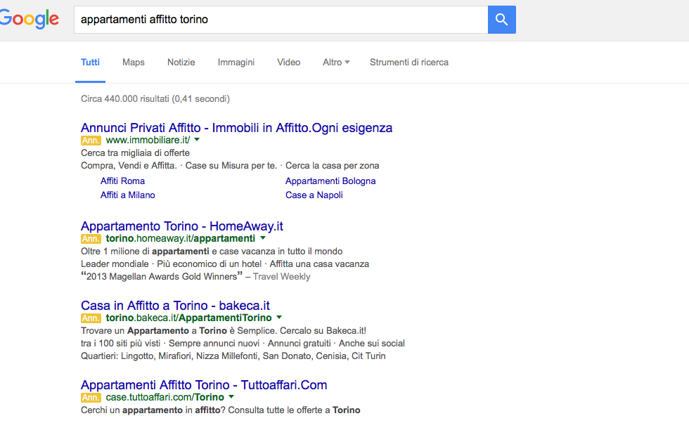 annunci laterali adwords