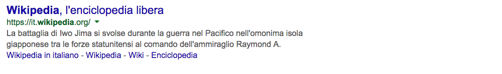 Wikipedia esempio del titolo nella pagina Web
