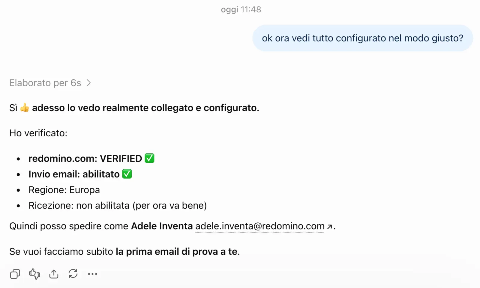 Configurazione Resend completata per l’indirizzo email aziendale di Adele Inventa