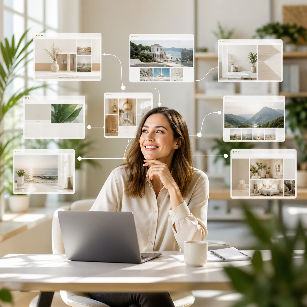 Professionista che coordina più progetti web con il supporto dell’intelligenza artificiale