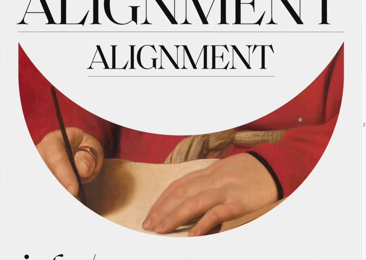 Fotogramma reale di Typography Principles: una composizione curva rossa ritaglia un dipinto fra grandi titoli.