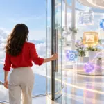 Una donna in camicia rossa apre un passaggio dall’infrastruttura cloud a un insieme più ampio di strumenti AI