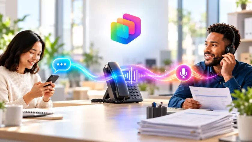 Cliente in chat, telefono e operatore collegati nello stesso servizio Microsoft Copilot Studio