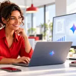Adele Inventa osserva su un monitor un flusso di lavoro di Gemini 4 Argon dedicato ad analisi e sicurezza.