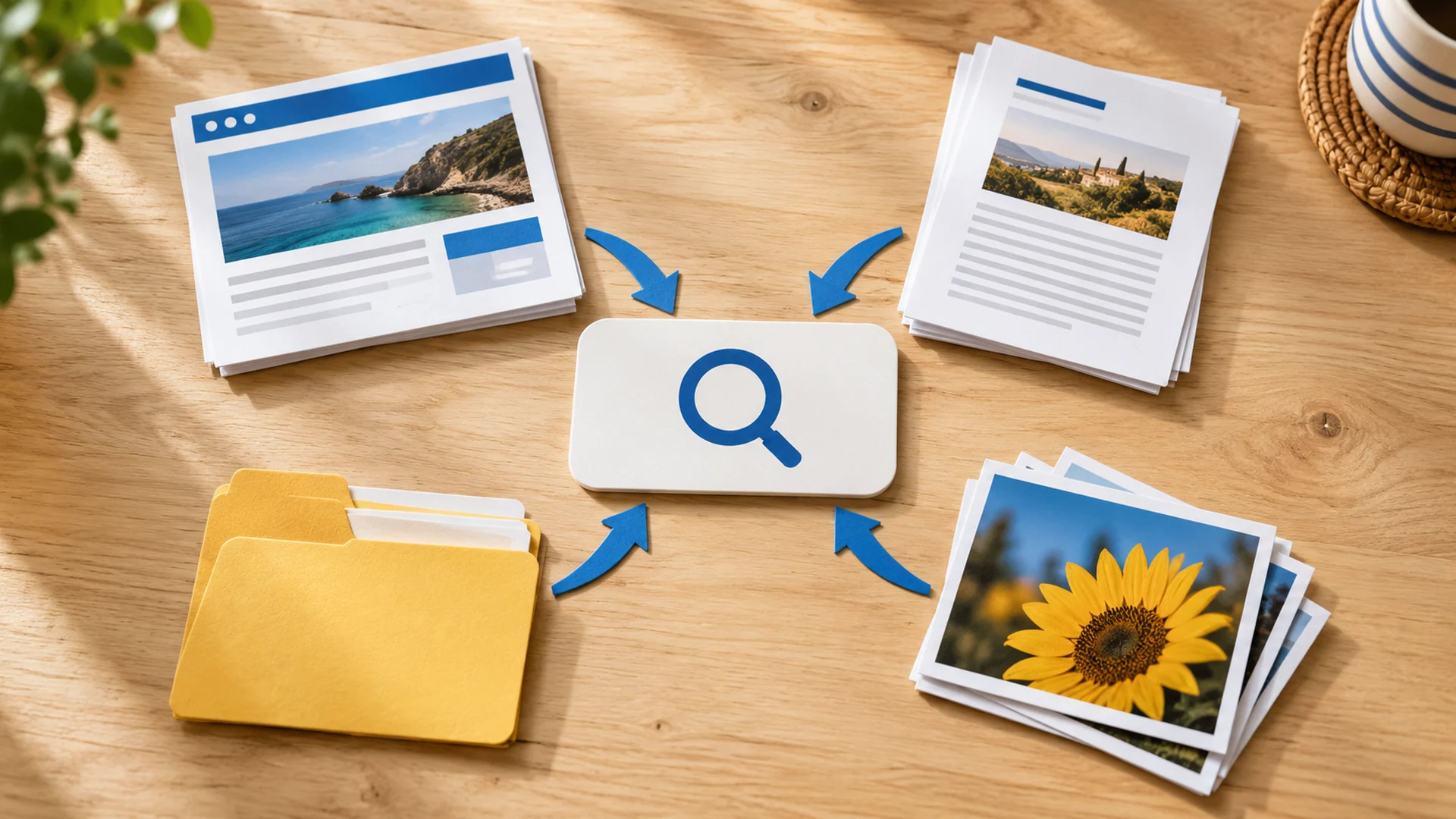Ricerca centrale che raccoglie pagine, articoli, categorie e immagini per il menu WordPress