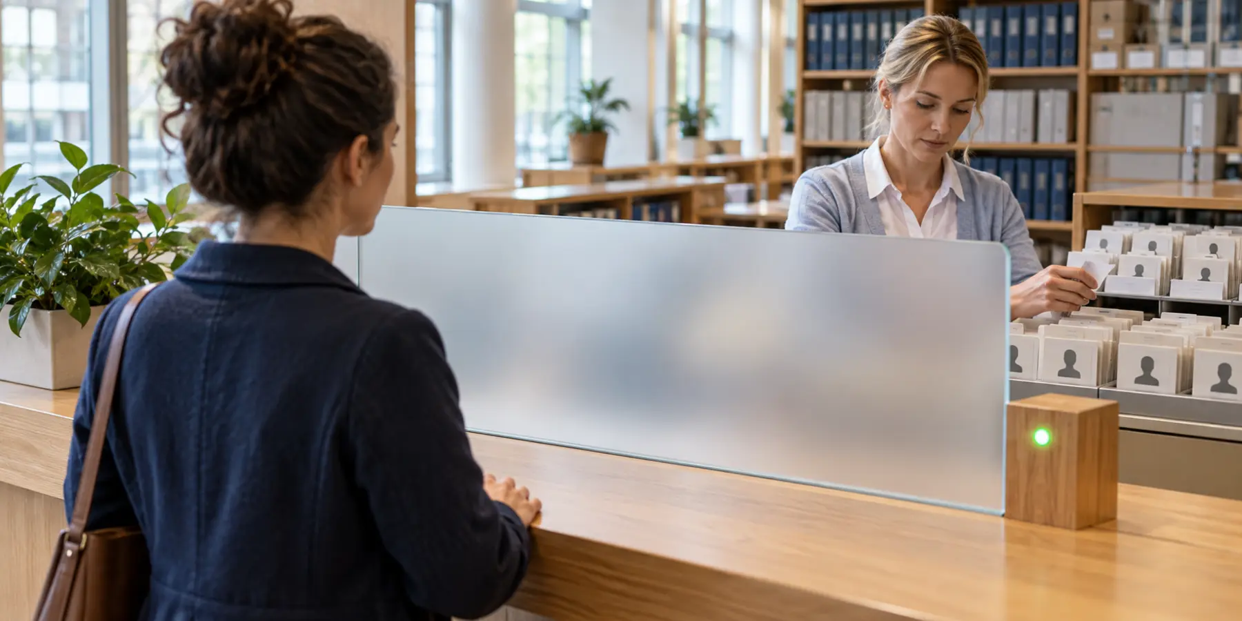 Un divisorio protegge le schede degli utenti dall’area accessibile al pubblico