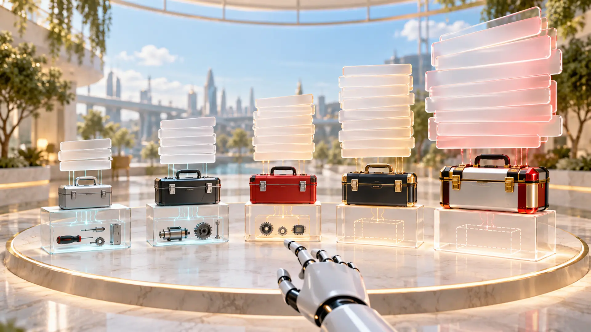 Un agente robotico sceglie tra strumenti con descrizioni sempre più grandi rispetto alle capacità reali