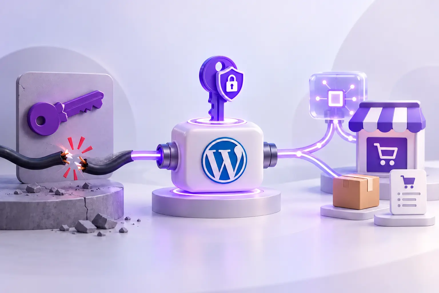 Illustrazione della migrazione dal vecchio collegamento WooCommerce al nuovo MCP Adapter WordPress
